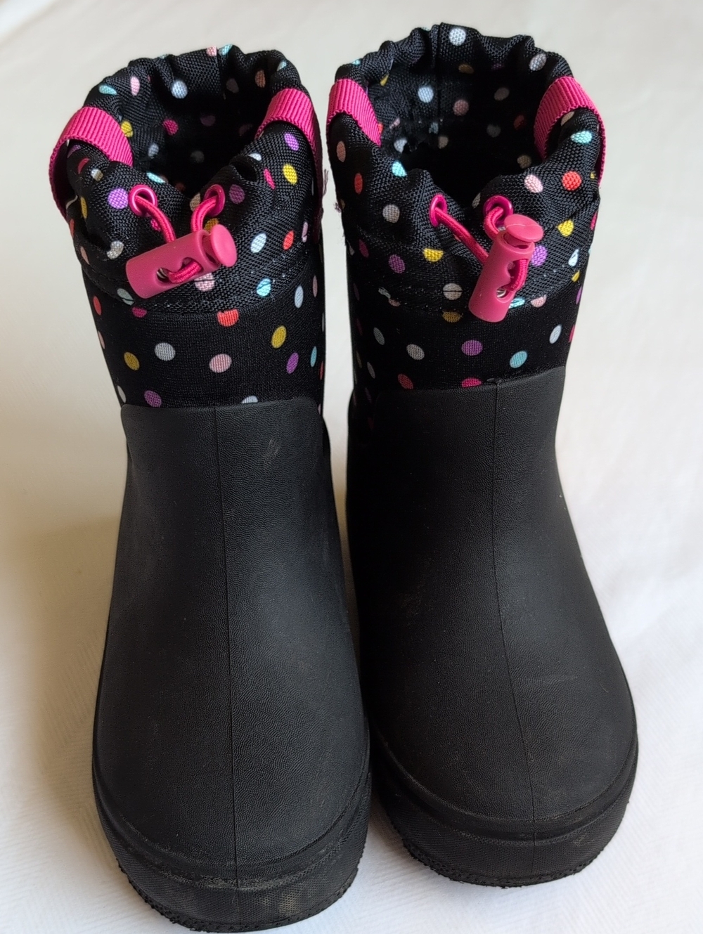 Cat & Jack Toddler Girls Black Multi Color Polka Dot Rain Boots 10 - Picture 5 of 9